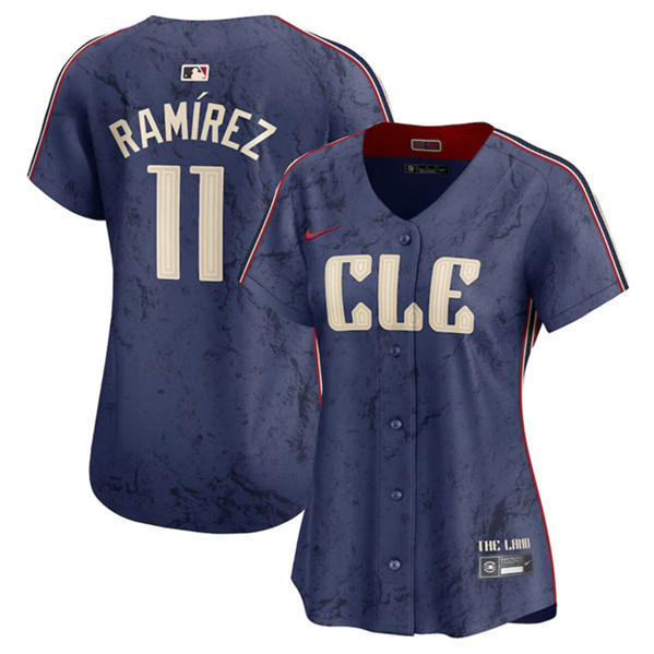 Women's Cleveland Guardians #11 José Ramírez Navy 2024 City Connect Stitched Baseball Jersey(Run Small)