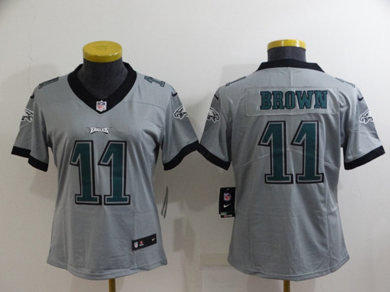 Women's Philadelphia Eagles #11 A. J. Brown Grey Vapor Untouchable Limited Stitched Football Jersey(Run Small)