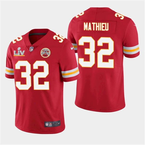 Women's Kansas City Chiefs #32 Tyrann Mathieu Red 2021 Super Bowl LV Stitched NFL Jersey(Run Small)