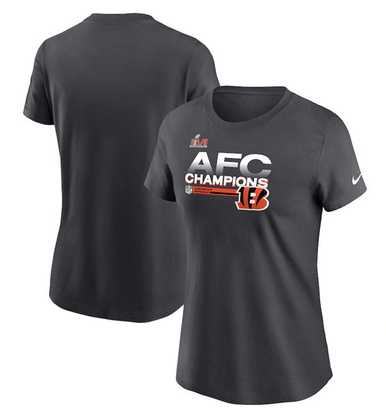 Women's Cincinnati Bengals 2022 Black AFC Champions T-Shirt (Run Small)