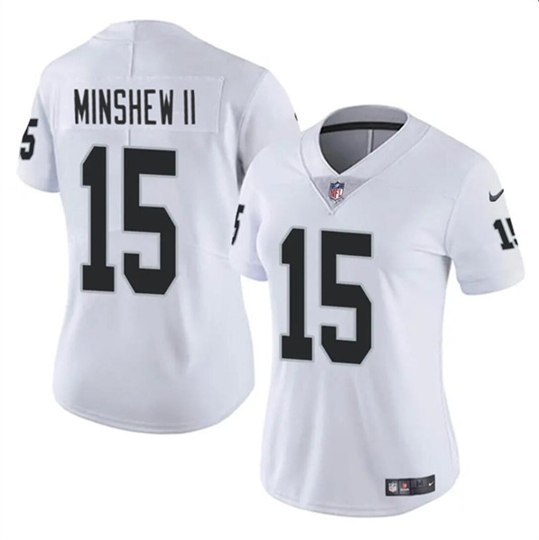 Women's Las Vegas Raiders #15 Gardner Minshew II White Vapor Stitched Jersey(Run Small)