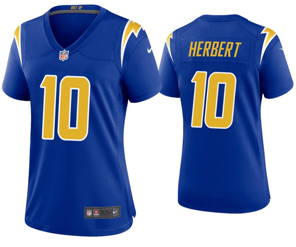 Women's Los Angeles Chargers #10 Justin Herbert 2020 Royal Vapor Untouchable Limited Stitched Jersey