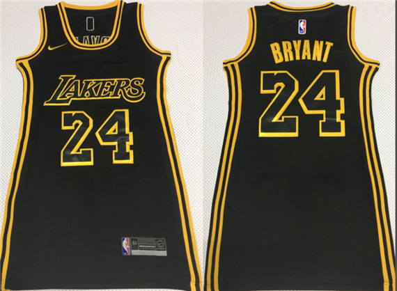 Lakers #24 Kobe Bryant Black Women's Dress Stitched NBA Jersey