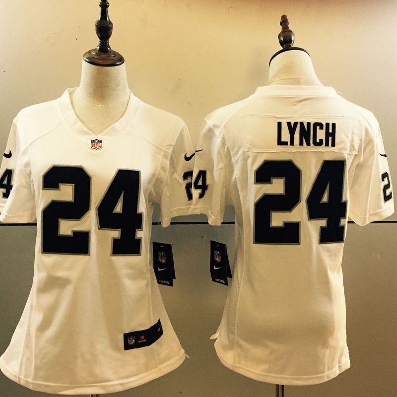 Women's Oakland Raiders #24 Marshawn Lynch Nike White 2017 Elite Stitched NFL Jersey