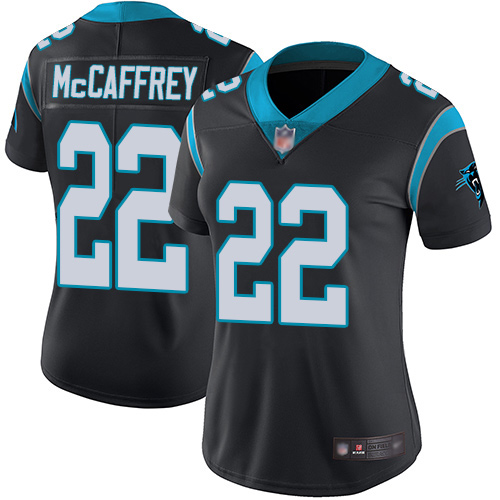 Women's Carolina Panthers #22 Christian McCaffrey Black Vapor Untouchable NFL Limited Stitched Jersey