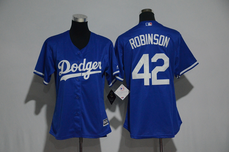 Women's Los Angeles Dodgers #42 Jackie Robinson Majestic Royal Cool Base Player Stitched MLB Jersey