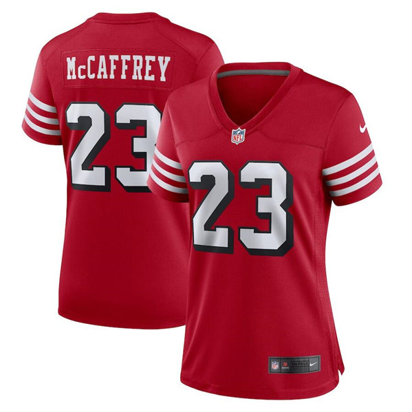 Women's NFL San Francisco 49ers #23 Christian McCaffrey Red Stitched Game Jersey(Run Small)