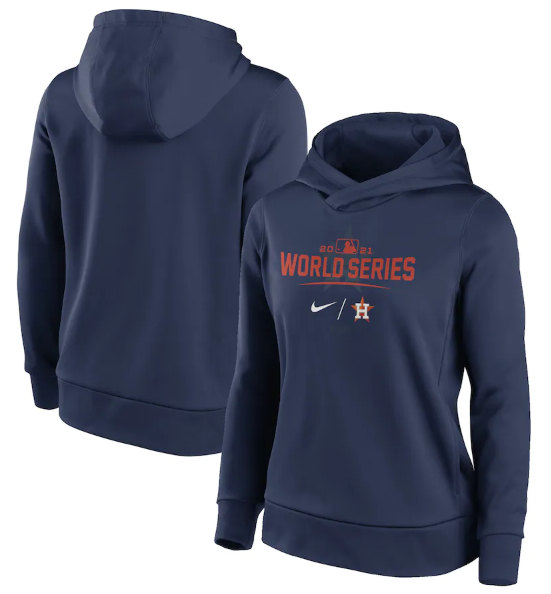 Women's Houston Astros 2021 Navy World Series Bound Collection Dugout Pullover Hoodie(Run Small)