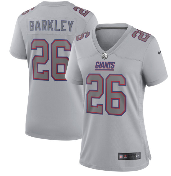 Women's New York Giants #26 Saquon Barkley Gray Atmosphere Fashion Stitched Game Jersey(Run Small)