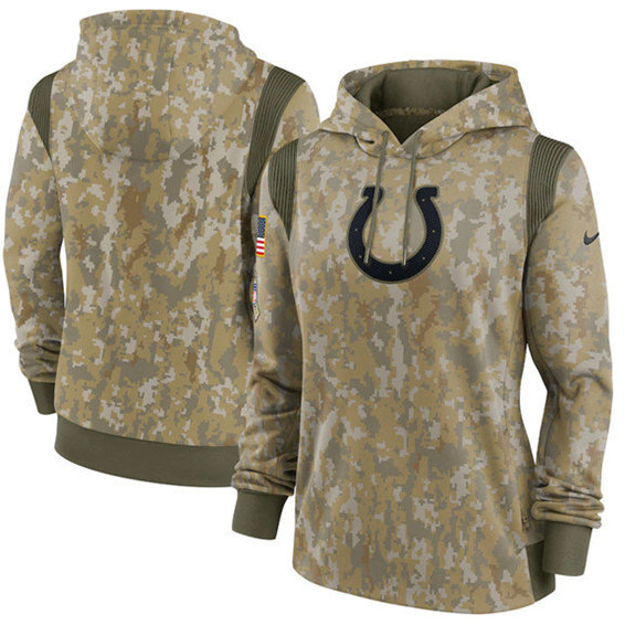 Women's Indianapolis Colts 2021 Camo Salute To Service Therma Performance Pullover Hoodie(Run Small)