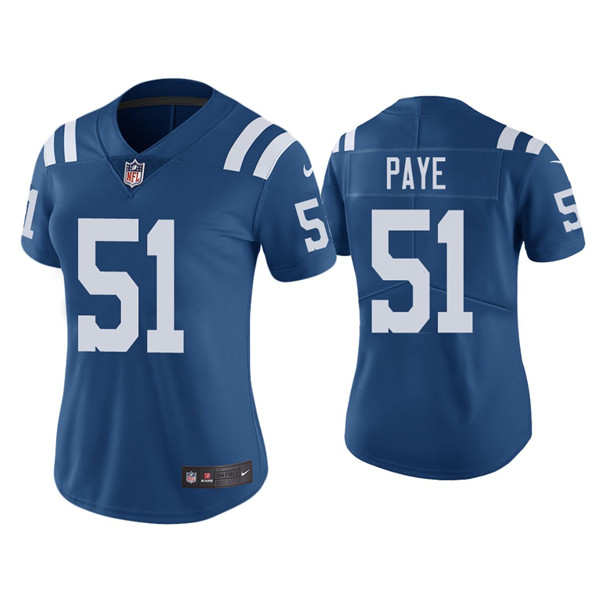 Women's Indianapolis Colts #51 Kwity Paye Blue Vapor Untouchable Limited Stitched Jersey(Run Small)