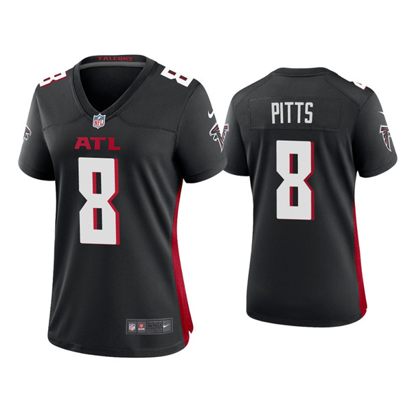 Women's Atlanta Falcons #8 Kyle Pitts Black Stitched Jersey(Run Small)