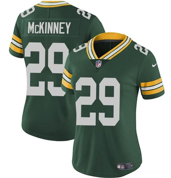 Women's Green Bay Packers #29 Xavier McKinney Green Vapor Limited Football Stitched Jersey(Run Small)