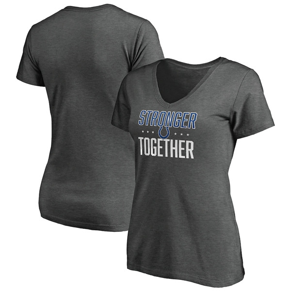 Women's Indianapolis Colts Heather Stronger Together Space Dye V-Neck T-Shirt(Run Small)