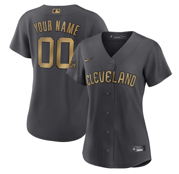 Women's Cleveland Guardians Active Player Custom Charcoal 2022 All-Star Stitched Baseball Jersey(Run Small)