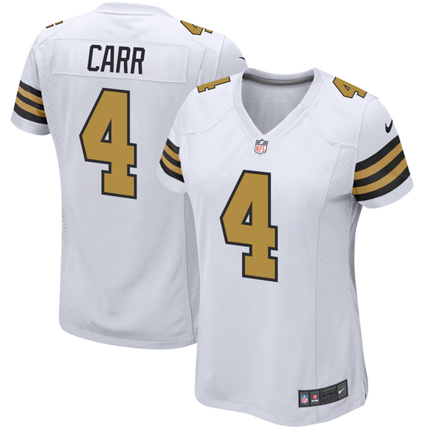 Women's New Orleans Saints #4 Derek Carr White Color Rush Stitched Game Jersey(Run Small)