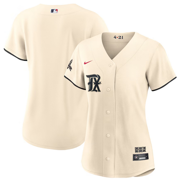 Women's Texas Rangers Blank Cream 2023 City Connect Cool Base Stitched Jersey