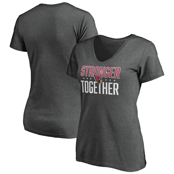 Women's Arizona Cardinals Heather Stronger Together Space Dye V-Neck T-Shirt(Run Small)