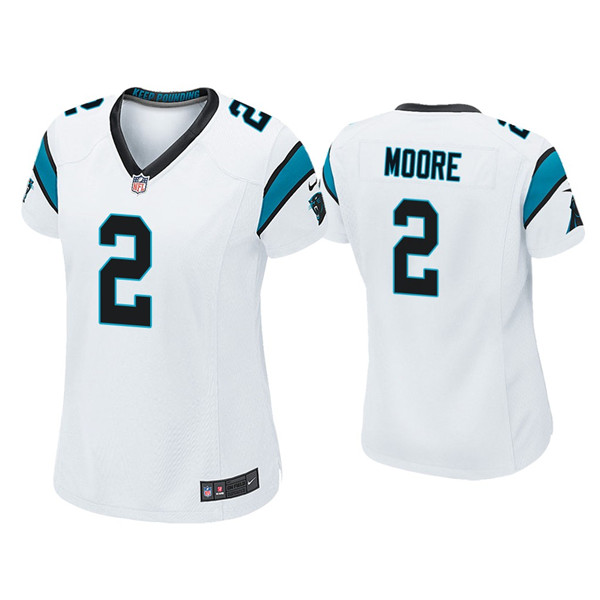 Women's Carolina Panthers #2 D.J Moore White Vapor Untouchable Limited Stitched Jersey(Run Small)