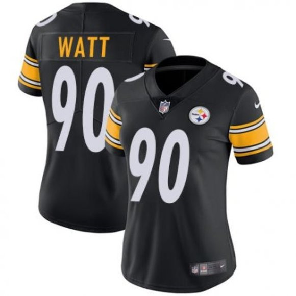 Women's Pittsburgh Steelers #90 T. J. Watt Black Vapor Untouchable Limited Stitched NFL Jersey(Run Small)