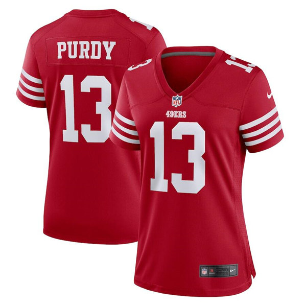 Women's San Francisco 49ers #13 Brock Purdy Red Stitched Game Jersey(Run Small)