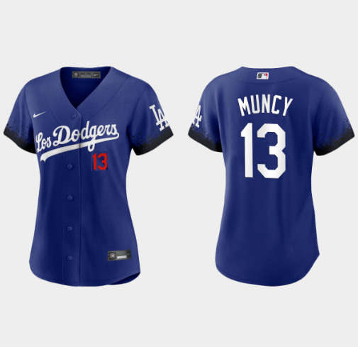 Women's Los Angeles Dodgers #13 Max Muncy 2021 Royal City Connect Cool Base Stitched Baseball Jersey(Run Small)