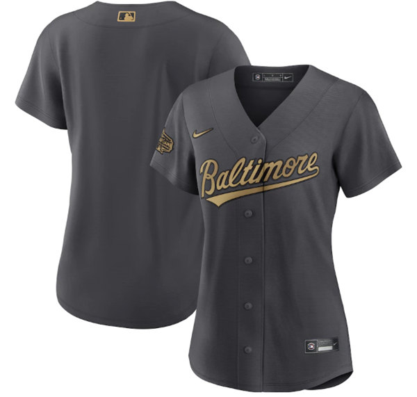 Women's Baltimore Orioles Blank Charcoal 2022 All-Star Stitched Baseball Jersey(Run Small)