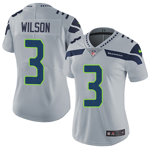 Women's Seattle Seahawks #3 Russell Wilson Gray Untouchable Limited Stitched Jersey