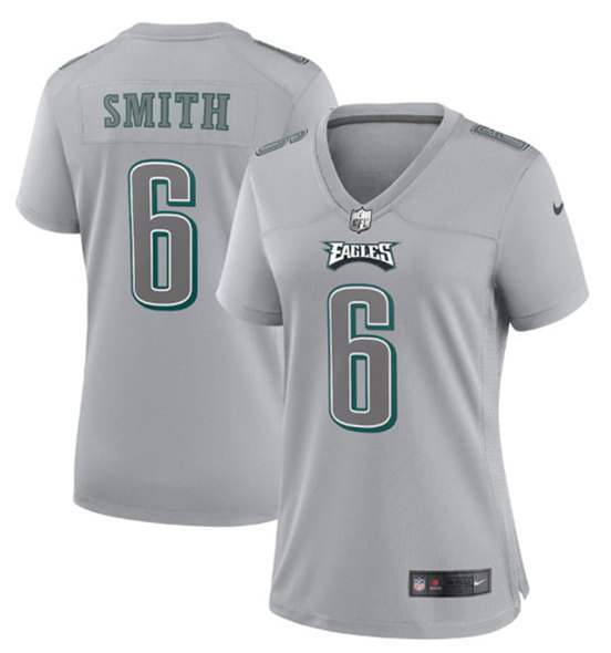 Women's Philadelphia Eagles #6 DeVonta Smith Gray Atmosphere Fashion Stitched Game Jersey(Run Small)