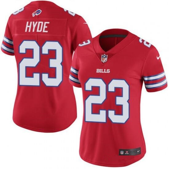 Women's Buffalo Bills #23 Micah Hyde Red Color Rush Stitched Jersey(Run Small)