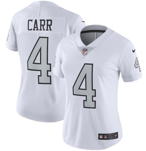 Women's Oakland Raiders #4 Derek Carr White Color Rush Limited Stitched Jersey(Run Small)