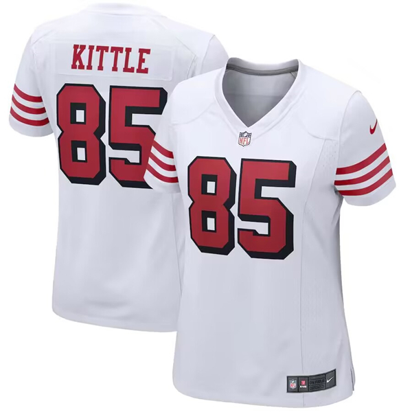 Women's San Francisco 49ers #85 George Kittle White Stitched Game Jersey(Run Small)