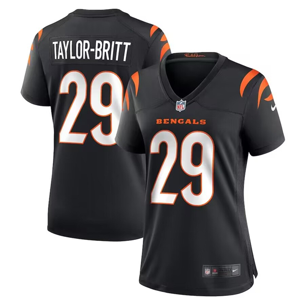 Women's Cincinnati Bengals #29 Cam Taylor-Britt Black Stitched Game Jersey(Run Small)