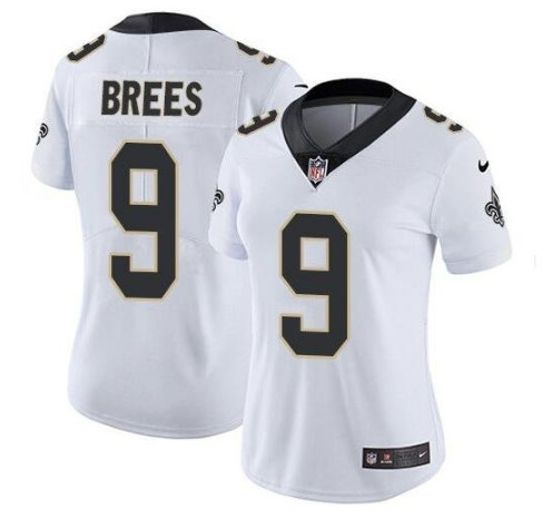 Women's New Orleans Saints #9 Drew Brees White Vapor Untouchable Limited Stitched Jersey(Run Small)