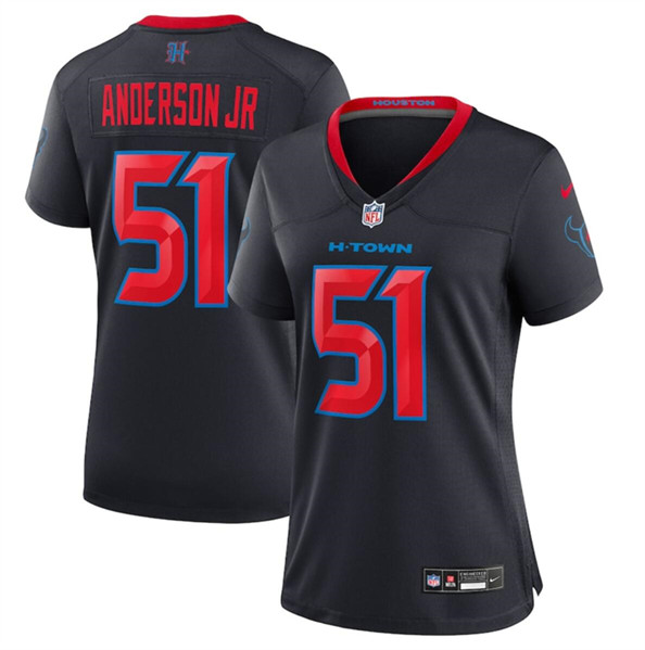 Women's Houston Texans #51 Will Anderson Jr. Navy 2024 2nd Alternate Stitched Jersey (Run Small)