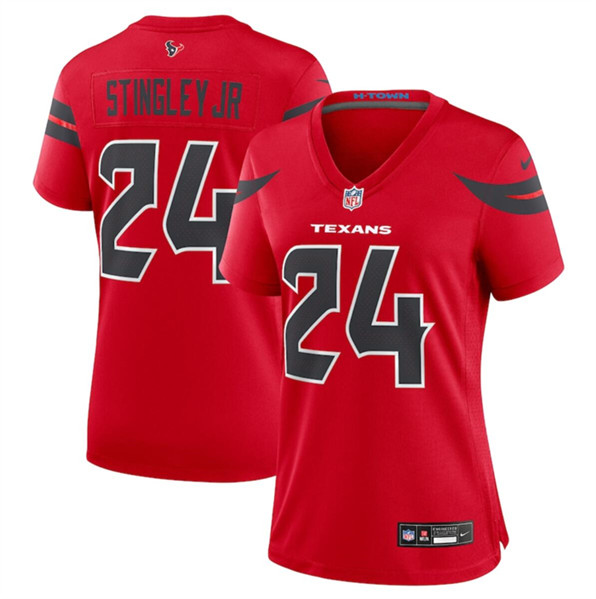 Women's Houston Texans #24 Derek Stingley Jr. Red 2024 Alternate Stitched Jersey (Run Small)