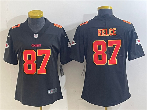Women's Kansas City Chiefs #87 Travis Kelce Black Vapor Untouchable Limited Stitched Jersey(Run Small)