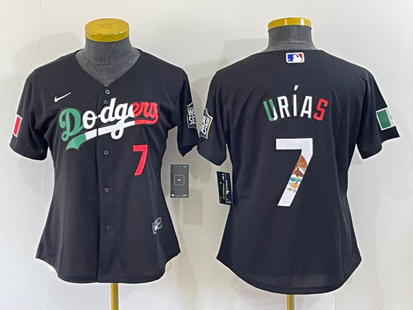 Women's Los Angeles Dodgers #7 Julio Urias Black Mexico Stitched Baseball Jersey