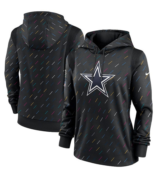 Women's Dallas Cowboys 2021 Charcoal Crucial Catch Therma Pullover Hoodie(Run Small)