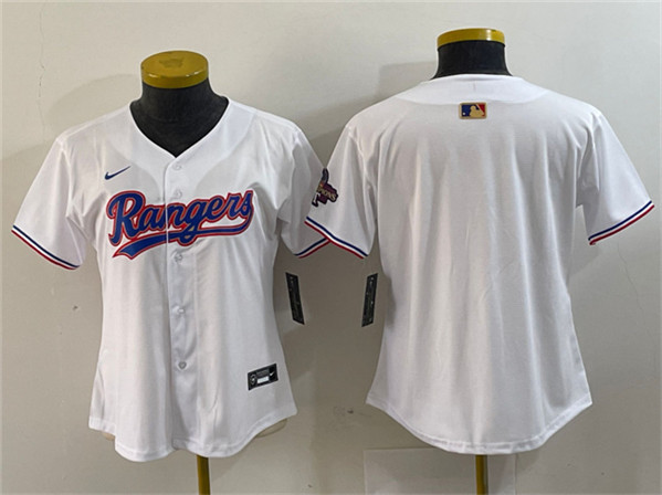 Women's Texas Rangers Blank White Gold Stitched Baseball Jersey(Run Small)
