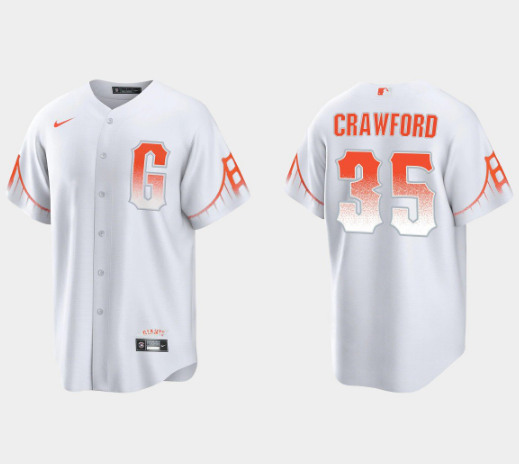 Women's San Francisco Giants #35 Brandon Crawford White City Connect Cool Base Stitched Jersey（Run Small）