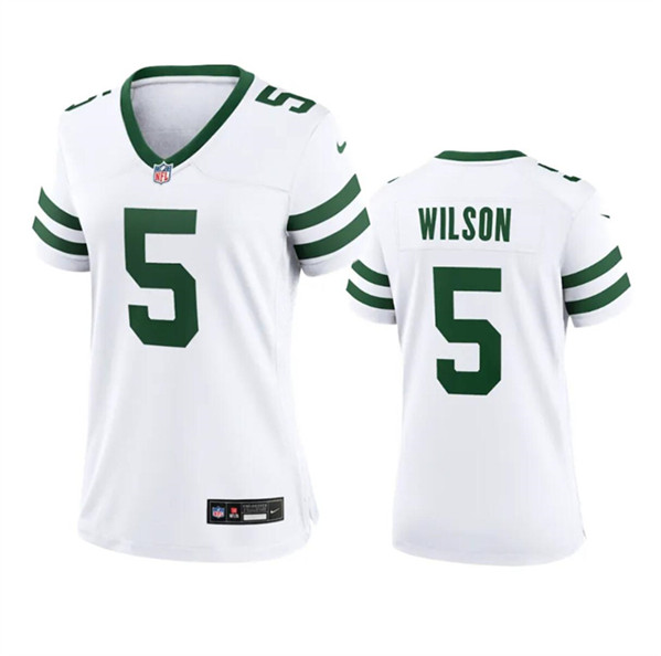 Women's New York Jets #5 Garrett Wilson White 2024 Football Stitched Jersey(Run Small)