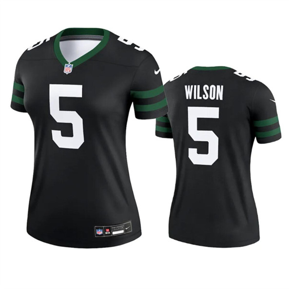 Women's New York Jets #5 Garrett Wilson Black 2024 Football Stitched Jersey(Run Small)