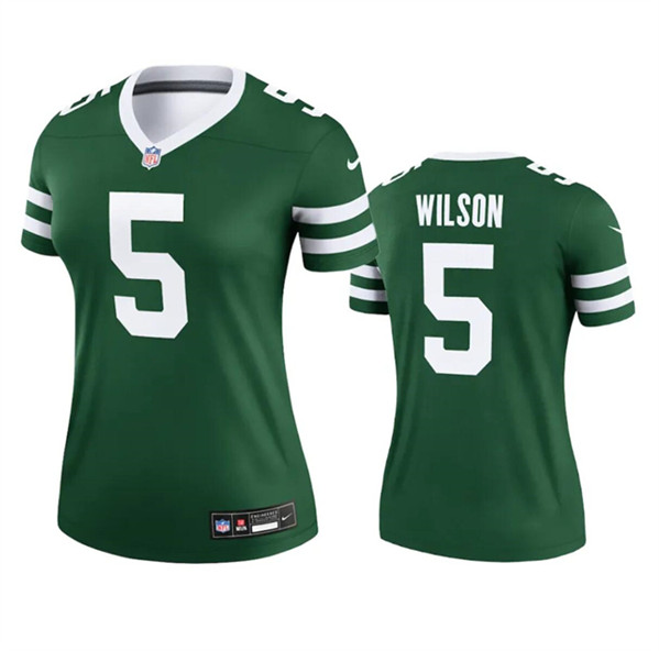 Women's New York Jets #5 Garrett Wilson Green 2024 Football Stitched Jersey(Run Small)