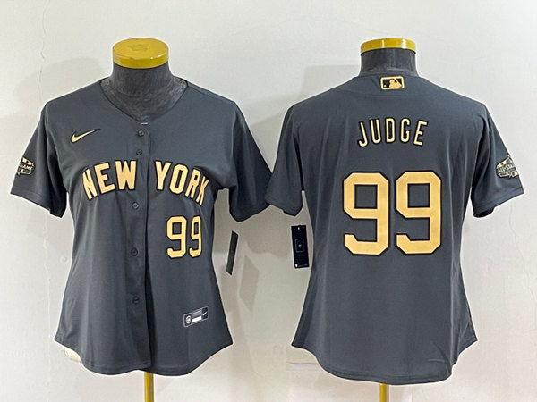Women's New York Yankees #99 Aaron Judge 2022 All-Star Charcoal Stitched Baseball Jersey(Run Small)