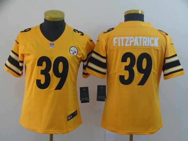 Women's Pittsburgh Steelers #39 Minkah Fitzpatrick Gold Inverted Legend Stitched Jersey(Run Small)