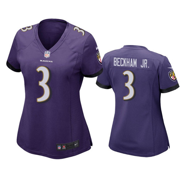 Women's Baltimore Ravens #3 Odell Beckham Jr. Purple Football Jersey(Run Small)