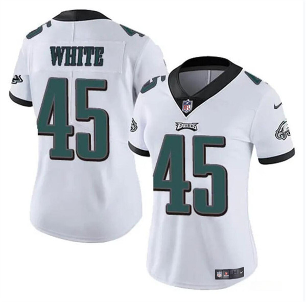 Women's Philadelphia Eagles #45 Devin White White Vapor Untouchable Limited Football Stitched Jersey(Run Small)