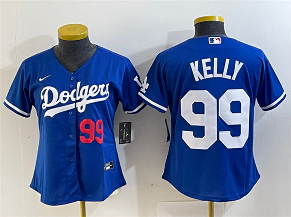 Women's Los Angeles Dodgers #99 Joe Kelly Blue With Patch Stitched Baseball Jersey(Run Small)