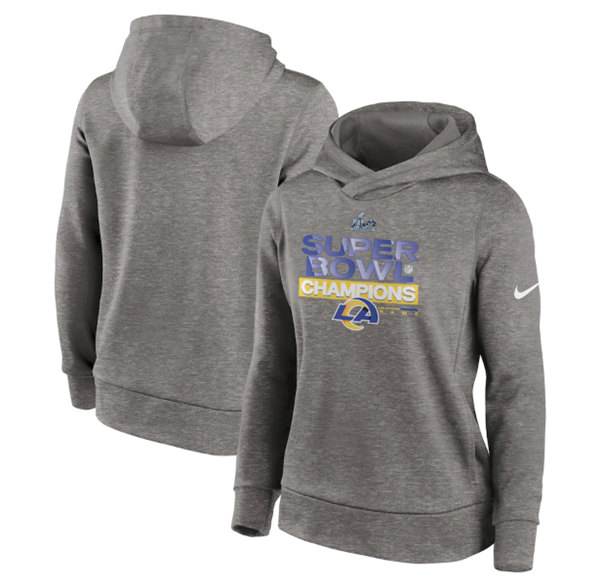Women's Los Angeles Rams 2022 Heathered Charcoal Super Bowl LVI Champions Locker Room Trophy Collection Pullover Hoodie(Run Small)